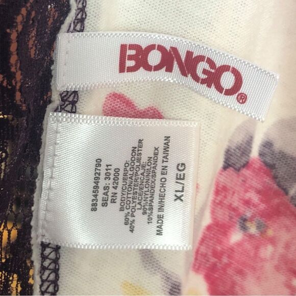 BONGO Women’s XL Red and Orange Floral V-Neck Blouse - Picture 3 of 3